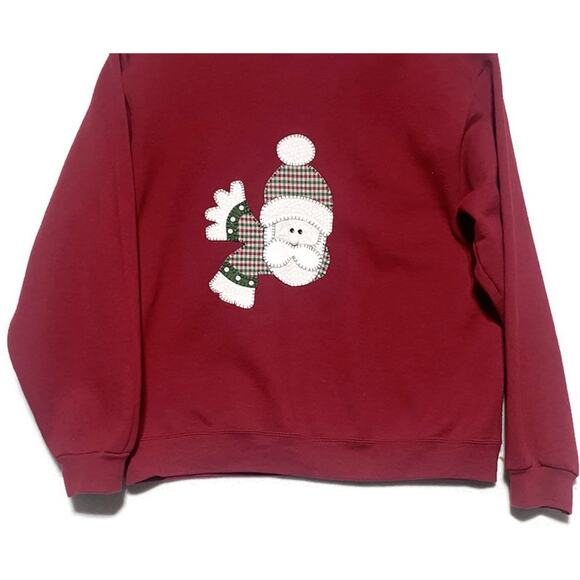 Jerzees Red Christmas Sweater Large Long Sleeve With Santa Clause Graphic - Picture 5 of 8